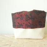Canvas Bucket With Chinese Calligraphy On Maroon..
