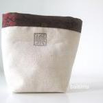 Canvas Bucket With Chinese Calligraphy On Maroon..