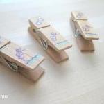 Hand Painted Memo Clothes Wooden Pins Pegs
